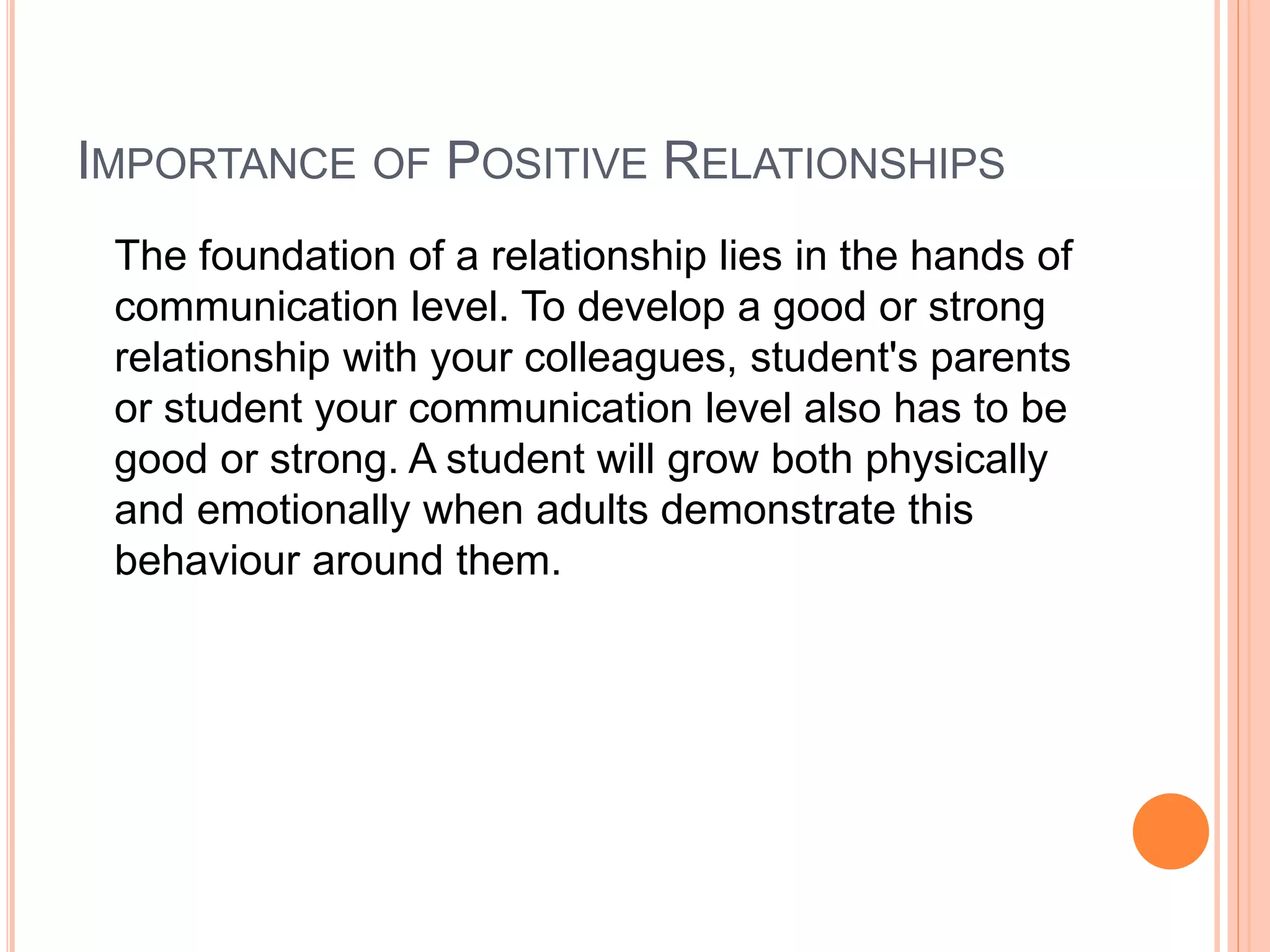 Positive relationships student, parents and teachers | PPTX