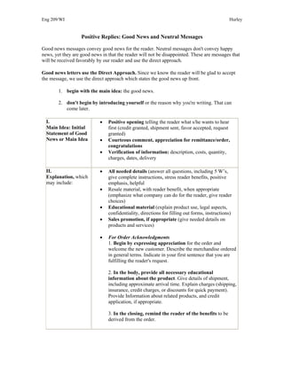 Positive replies good news and neutral messages | PDF