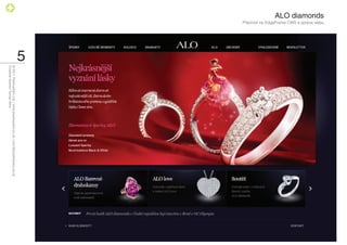 ALO diamonds
               Přechod na EdgeFrame CMS a správa webu




                                                        5
                                                            © 2011 PositiveZero Ltd. / www.positivezero.co.uk / your@positivezero.co.uk
                                                            Creative director Tomas Silny
 