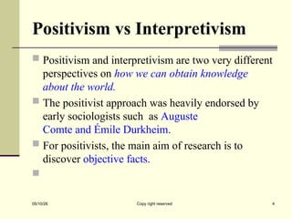 Positivism vs Interpretivism :Research With Dr. Gopal Thapa | PPT