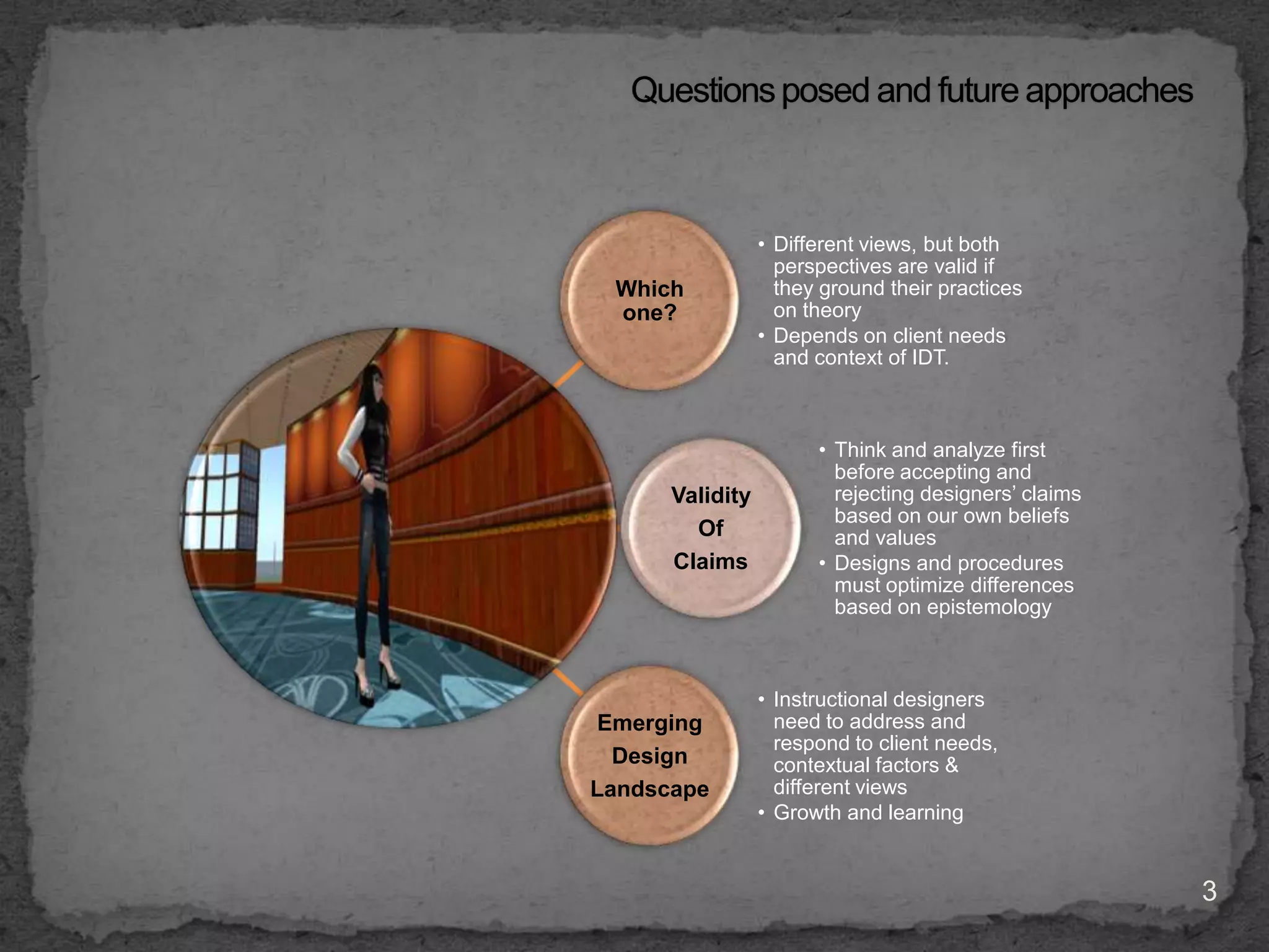 3Questions posed and future approaches