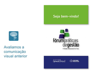 Avaliamos a
comunicação
visual anterior
 