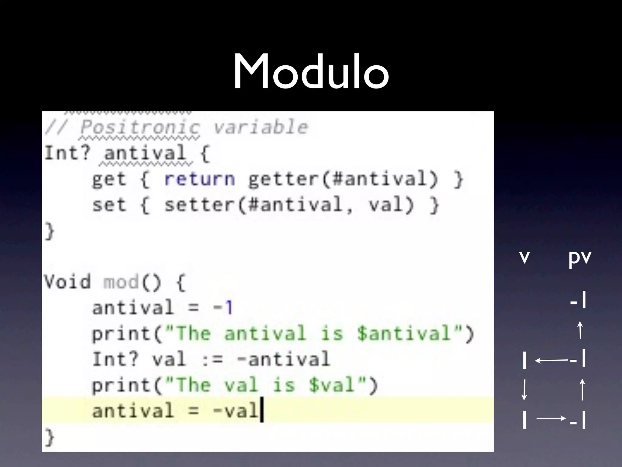 Modulo


         v   pv
             -1

         1   -1

         1   -1
 
