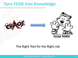 Turn FEAR into Knowledge
3Open Source Systems – www.ossys.com
The Right Tool for the Right Job
 