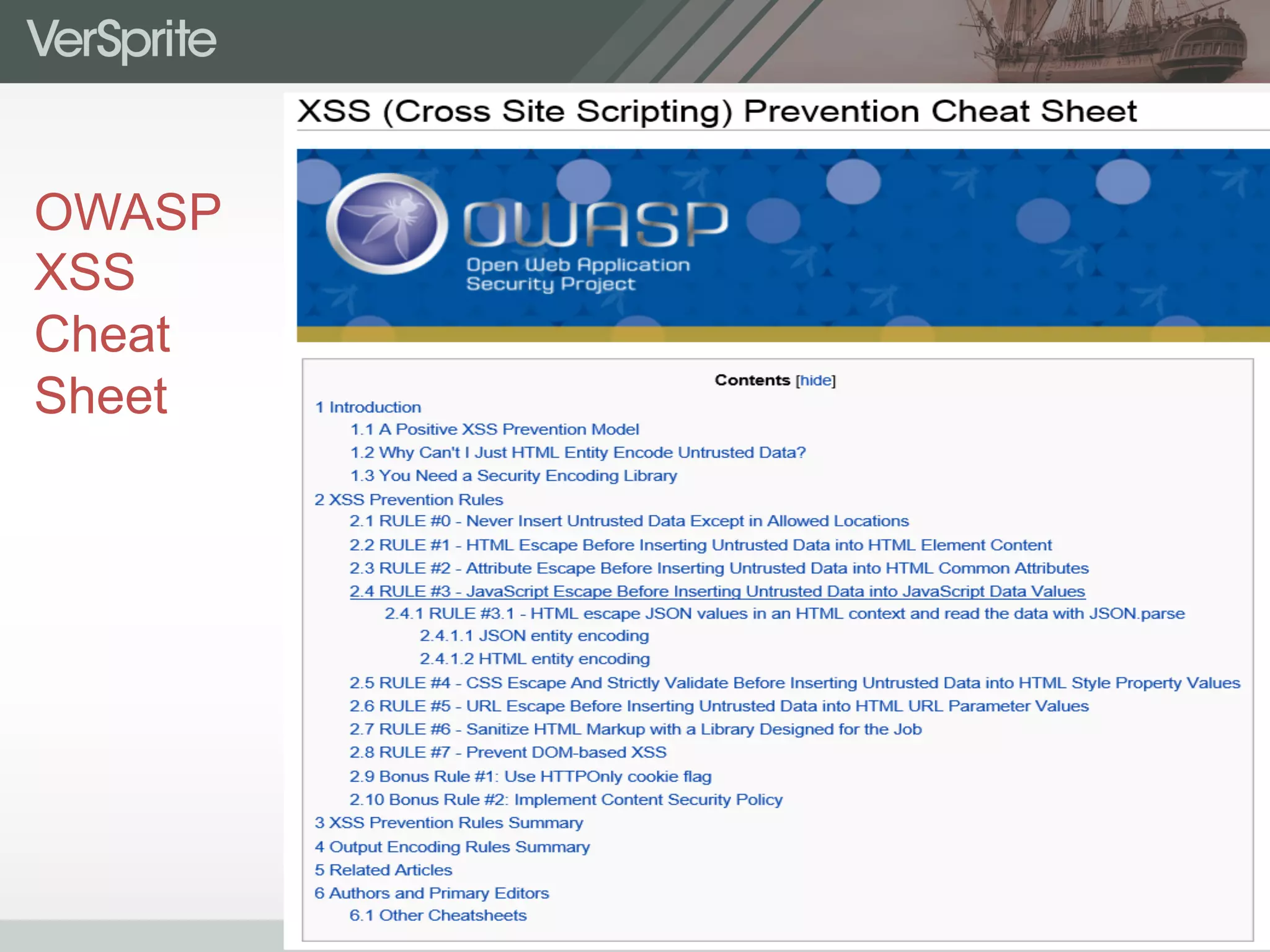 OWASP
XSS
Cheat
Sheet
 