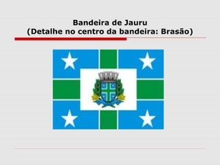 Bandeira de Jauru
(Detalhe no centro da bandeira: Brasão)
 