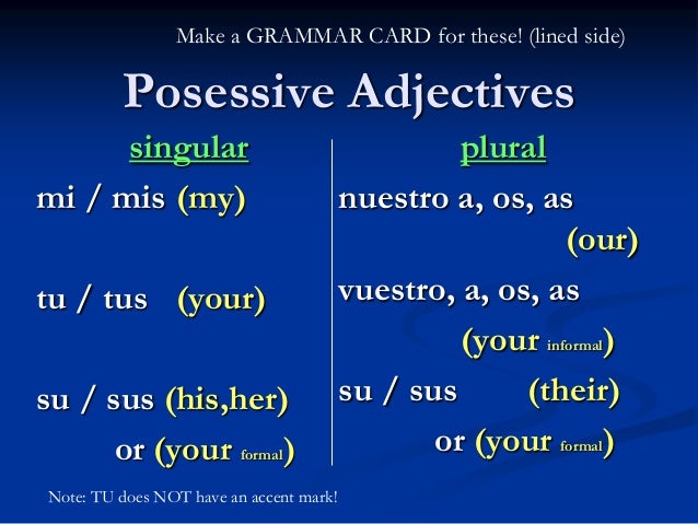 Possessive adjectives -Esp.1