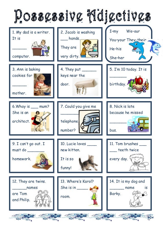Posessive Adjectives Worksheets