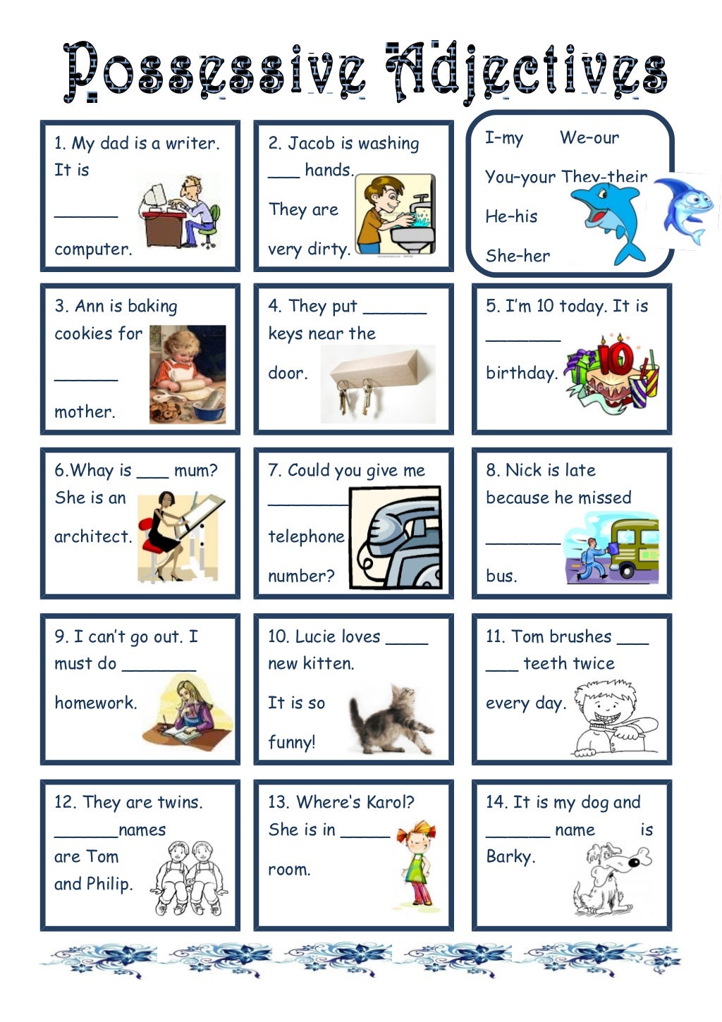 Translate To English Possessive Adjectives Worksheet