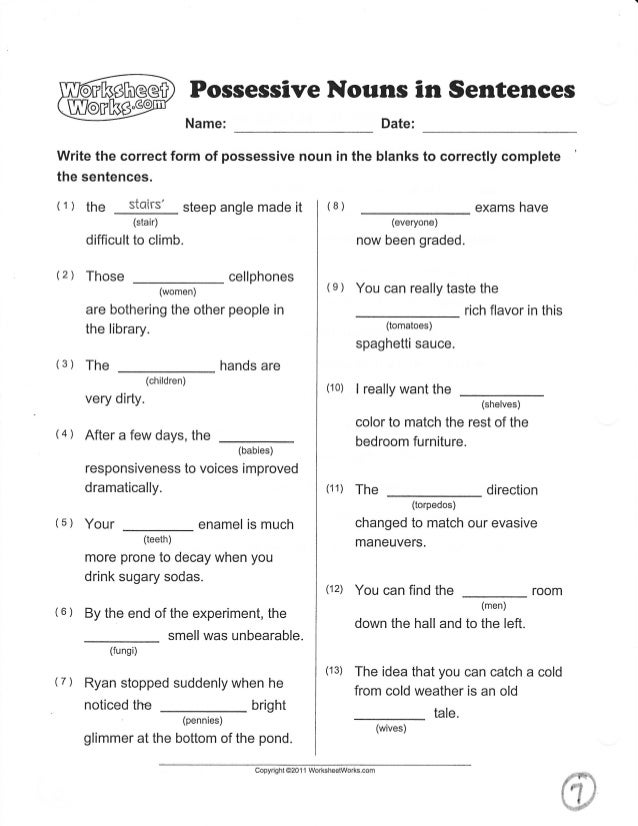 Possessive nouns-multiple-ws