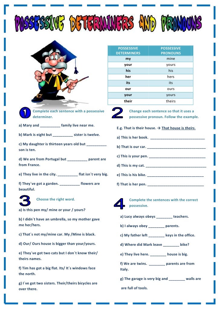 possessive sentences pronoun adjective Possessive pronouns 8vo basico worksheet possessive sentences pronoun adjective Possessive pronouns 8vo basico worksheet