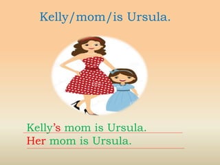 Kelly/mom/is Ursula.
Kelly’s mom is Ursula.
Her mom is Ursula.