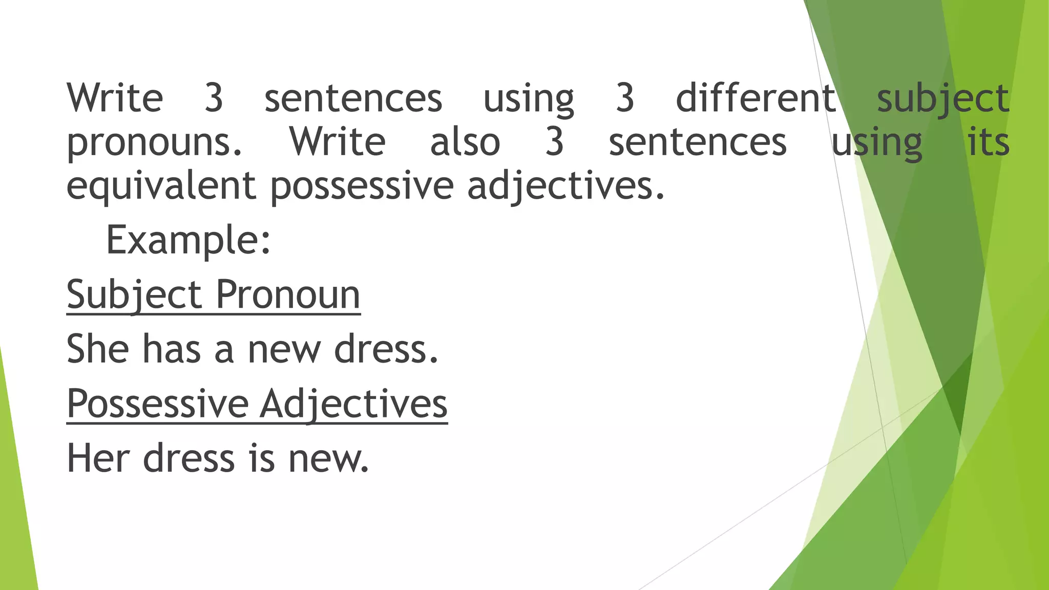Possessive Adjectives (English 5) | PPTX