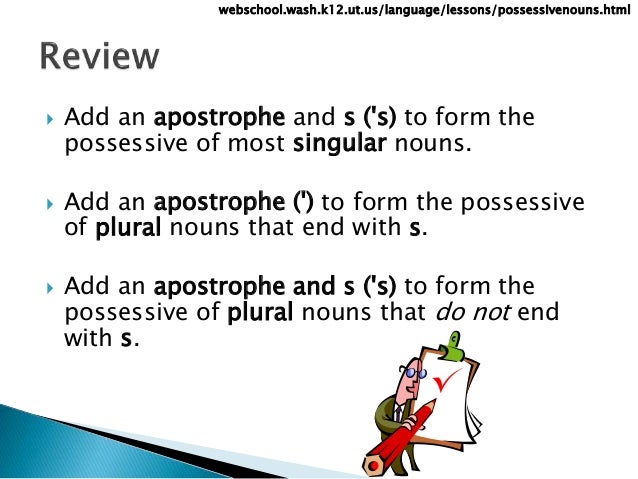 possessive nouns form the possessive of most singular nouns by adding
