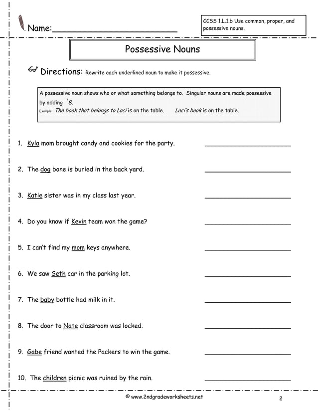 Possessive worksheet | PDF