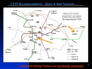 CTTP Recommendations  -  Metro & Rail Networks … …  Important Activity Centers are  not directly connected 