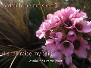 “ardóidhmé mo sheol”(I shall raise my sail) - Possibilities Participant 