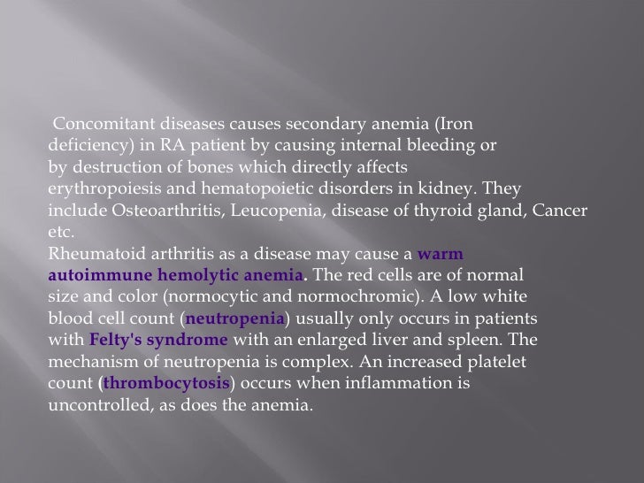 Possible causes of anemia in a patient with rheumatoid Possible causes of anemia in a patient with rheumatoid