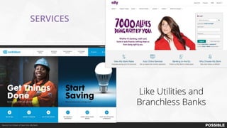 Like Utilities and
Branchless Banks
SERVICES
Source: Con Edison of New York, Ally Bank
 