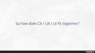 So how does CX / UX / UI fit together?
 