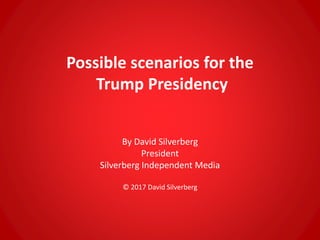 Possible scenarios for the
Trump Presidency
By David Silverberg
President
Silverberg Independent Media
© 2017 David Silverberg
 