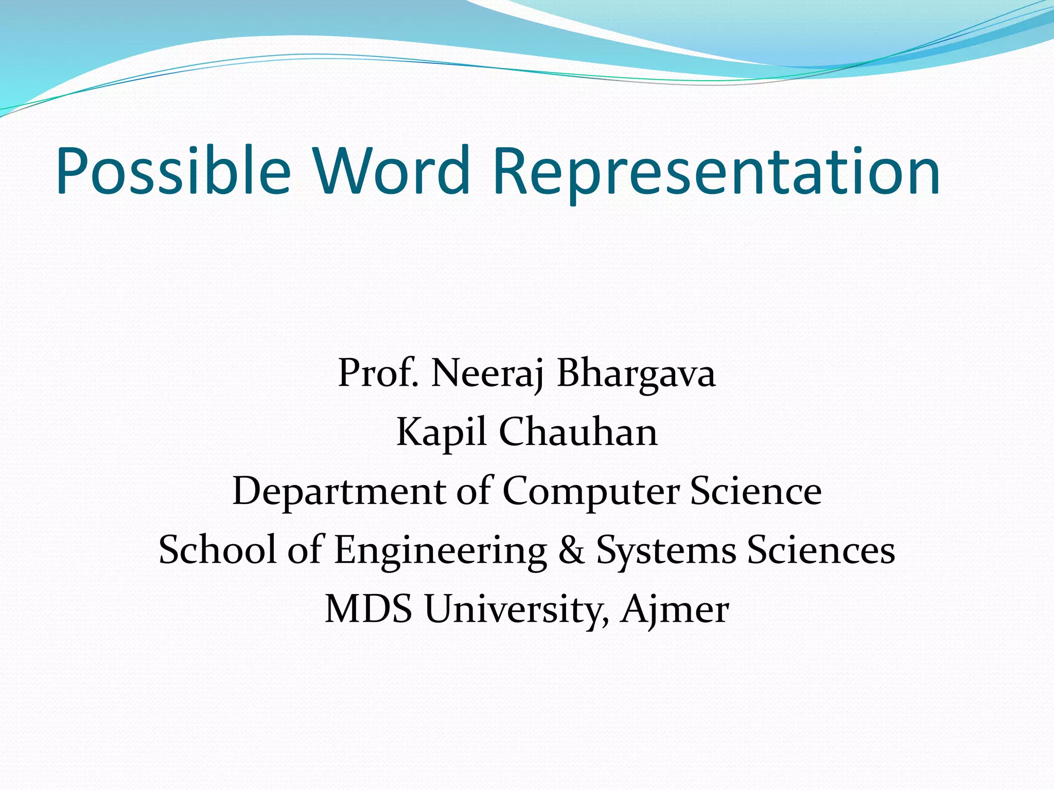 Possible Word Representation PPT