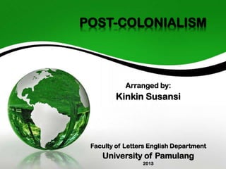 POST-COLONIALISM

Arranged by:

Kinkin Susansi

Faculty of Letters English Department

University of Pamulang
2013

 
