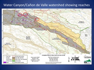 Water Canyon/Cañon de Valle watershed showing reaches
 