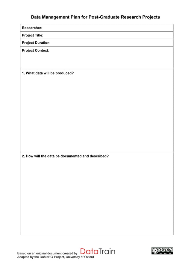 Data management plan template | PDF | Data Storage and Warehousing ...