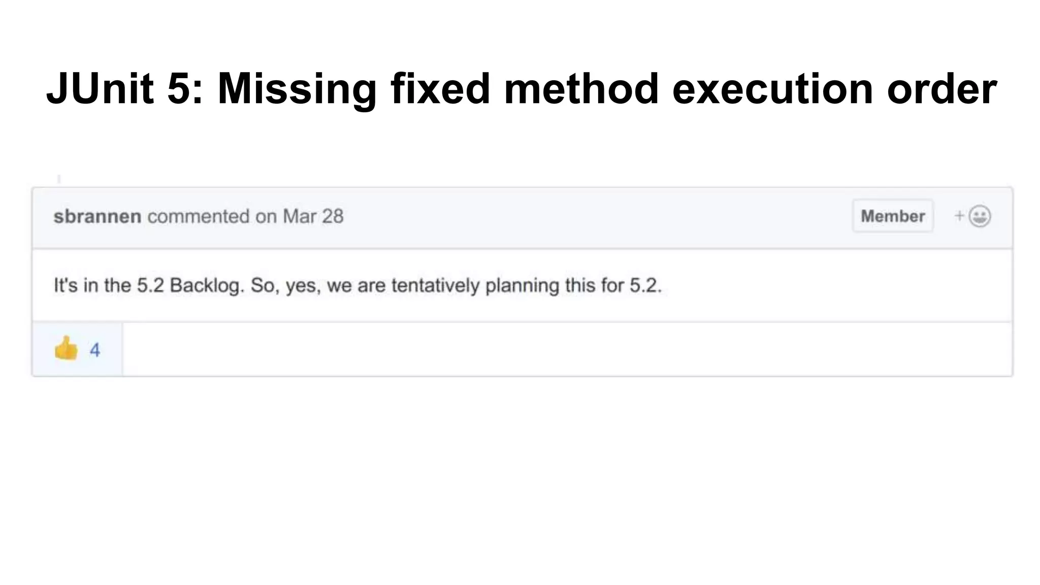 JUnit 5: Missing fixed method execution order
 
