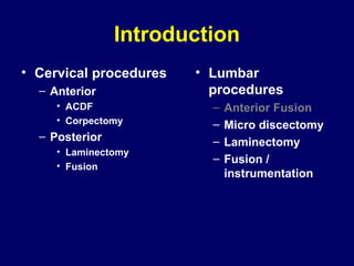 postoperative care of cervical and lumbar spine surgeries | PPT
