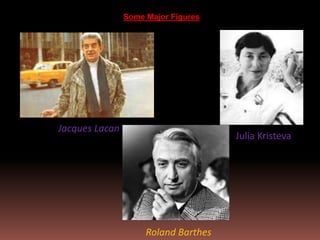 Some Major Figures
Julia Kristeva
Jacques Lacan
Roland Barthes
 