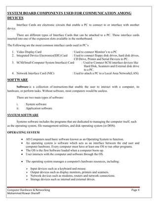 Computer Hardware and Networking Tutorial for beginners | DOCX