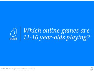 Dubit -
Which online-games are
11-16 year-olds playing?
Which online games are 11-16 year-olds playing?
 