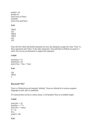 Python Keywords | DOCX
