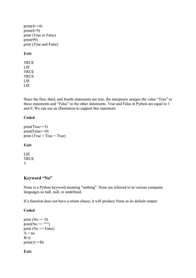 Python Keywords | DOCX