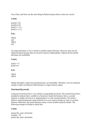 Python Keywords | DOCX