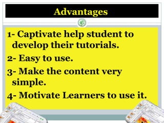 Disadvantages1- Not Professional.2- Have technical errors.3- Difficult to import the flash in different format.