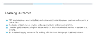 Comprehensive Overview of POS Tagging in Natural Language Processing | PPTX