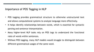 Comprehensive Overview of POS Tagging in Natural Language Processing | PPTX