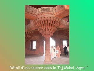 Détail d’une colonne dans le Taj Mahal, Agra 