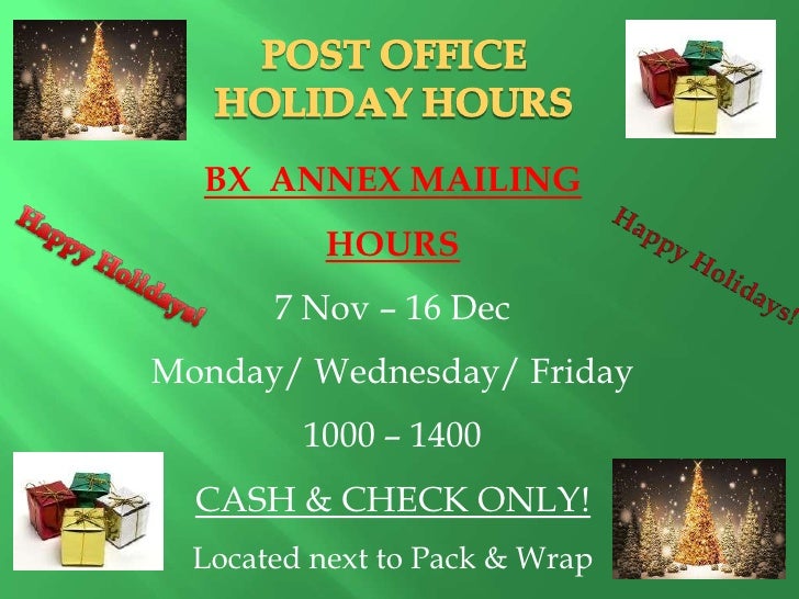 Misawa Post Office Holiday Schedule