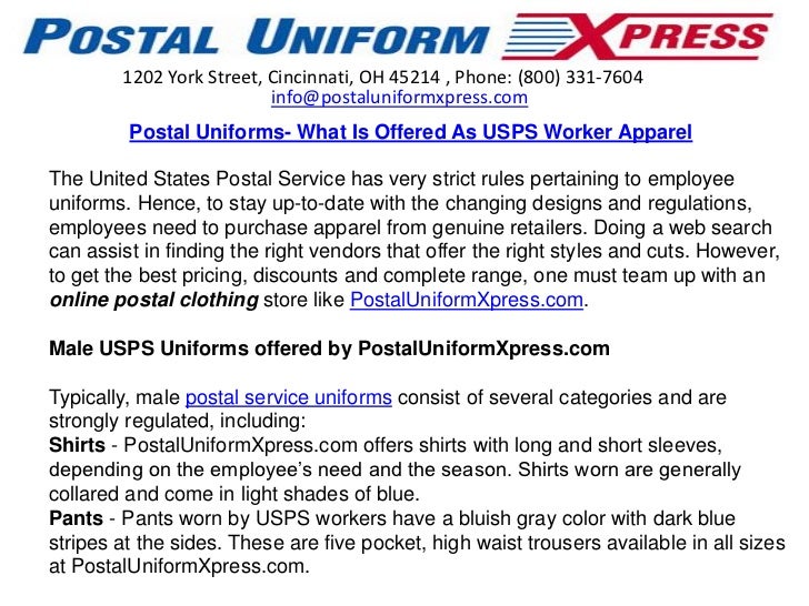 Postal Uniforms What is Offered as USPS Worker Apparel