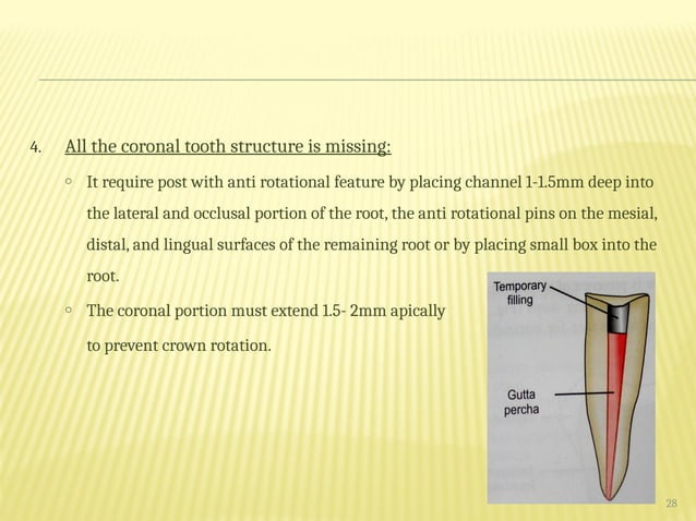 post and core implications in prosthodontics | PPTX | Dental Health ...
