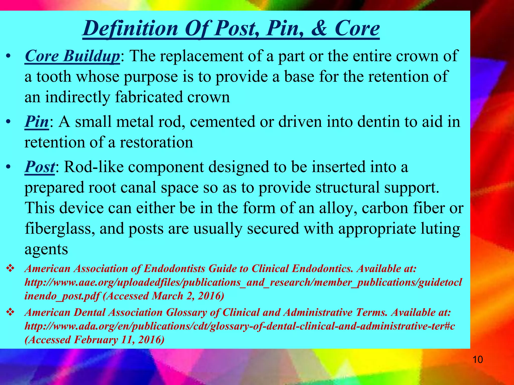 Post and core in primary teeth final to present | PPTX