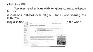 Religious Wikis Examples Post and Shares Materials (A Lesson in TLE) | PPTX
