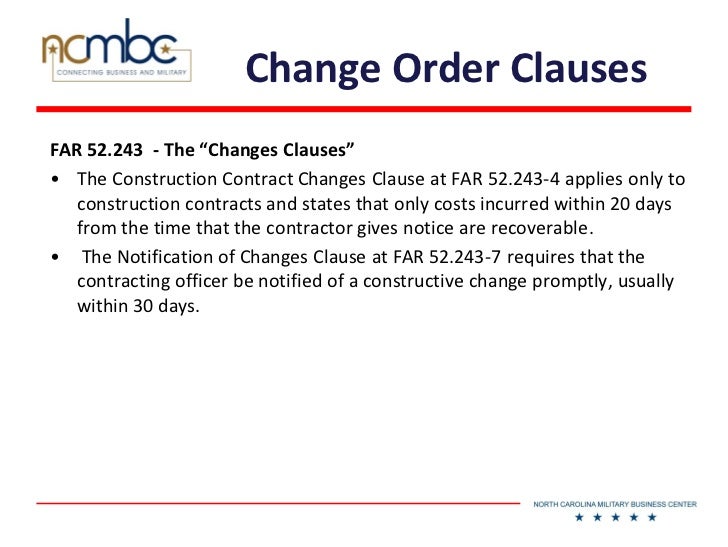 post award requirements and issues change orders 2012 fedcon construction change order