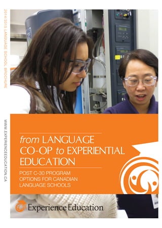 from LANGUAGE
CO-OP to EXPERIENTIAL
EDUCATION
POST C-30 PROGRAM
OPTIONS FOR CANADIAN
LANGUAGE SCHOOLS
 
