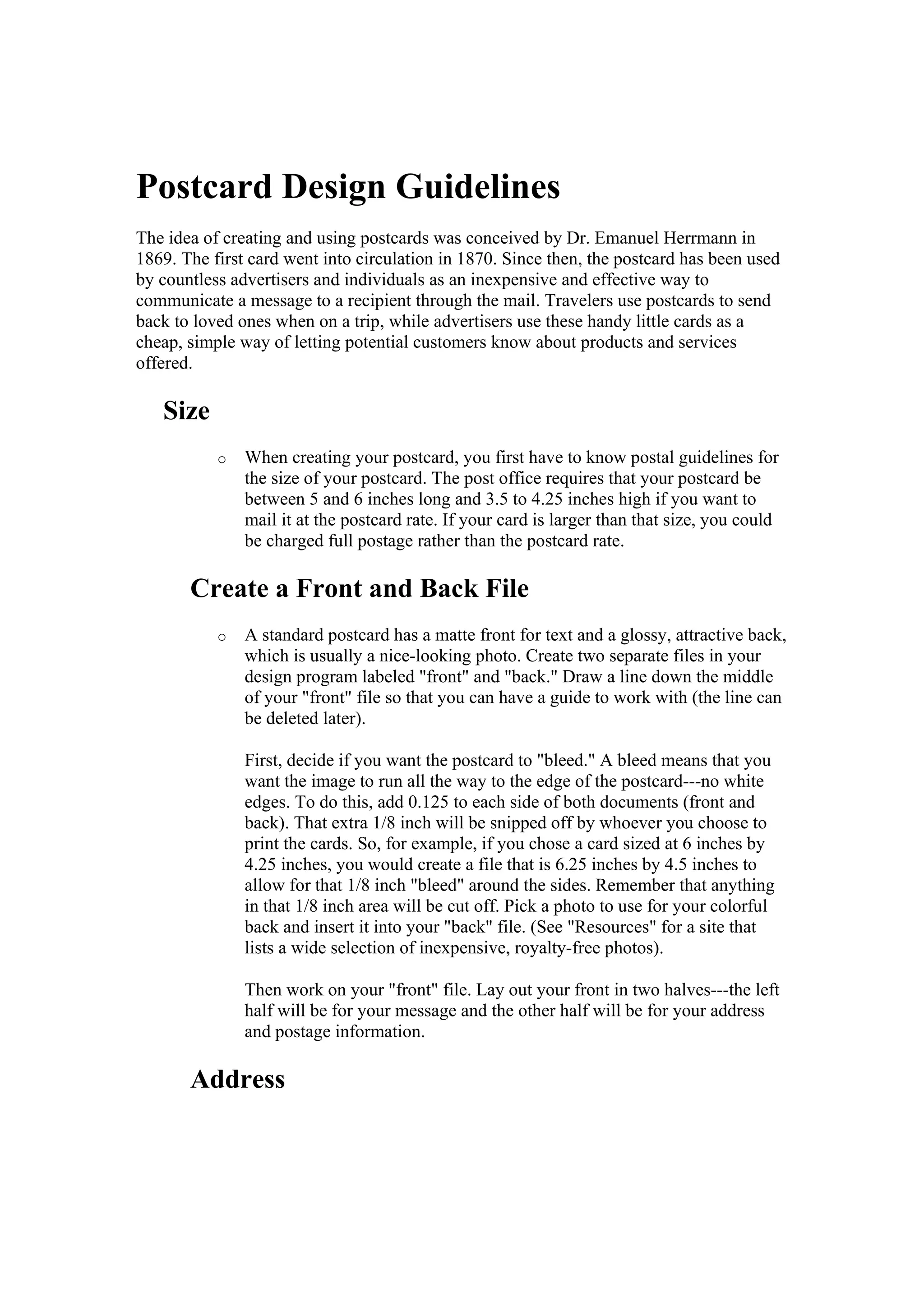 Postcard design guidelines | PDF