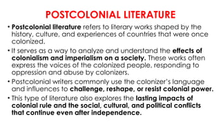 Postcolonial Reading Postcolonial Literature is important to the colonizer.pptx